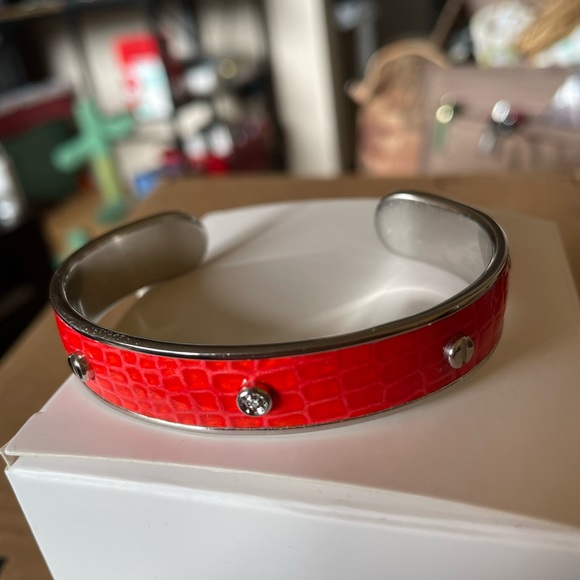 Genuine Diamond 0.01CT ‘Croco’ Orange Morellato leather cuff - Picture 3 of 5